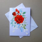 hand painted original art floral greetings card ( ref FA 212 G1 )