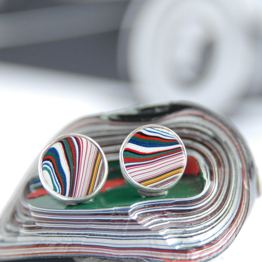 Dodge fordite stud earrings