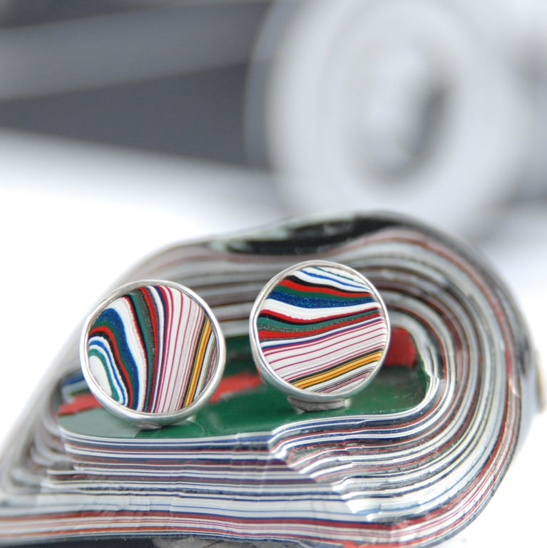 Dodge fordite stud earrings