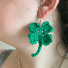 Handmade crochet four leaf clover earrings - Free postage