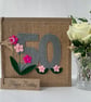 Handmade 50th Birthday Card from felt. Keepsake Card. Textile Card. - Image 5