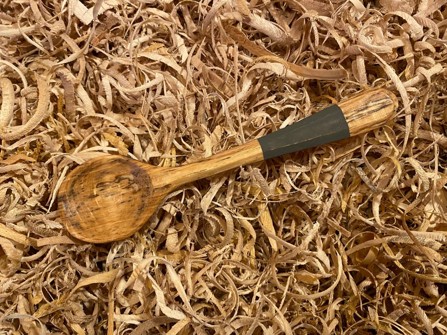Spalted Beech Wood Teaspoon with zinc colour banded handle