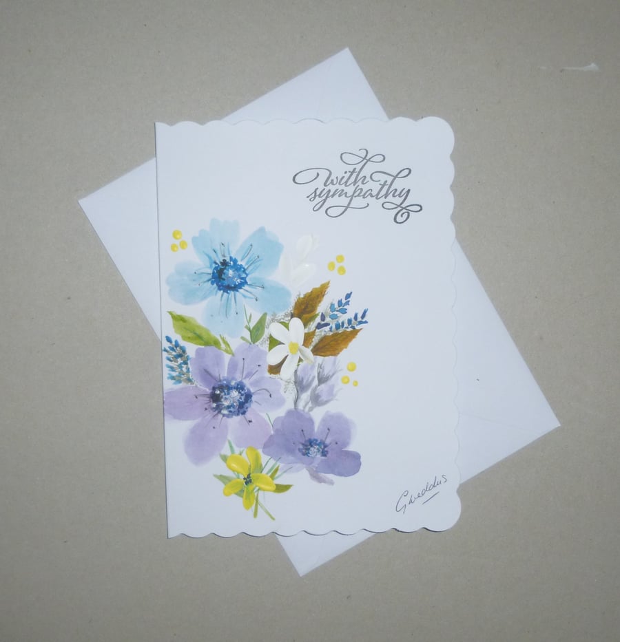 hand painted sympathy card ( ref FA 261 A6 )