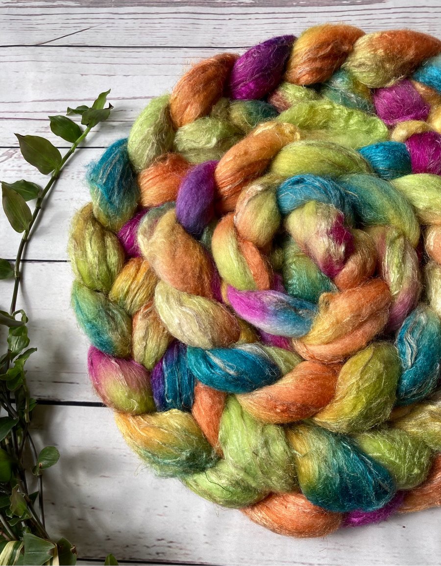 Merino Silk Linen Spinning fibre 100g Pickle Path