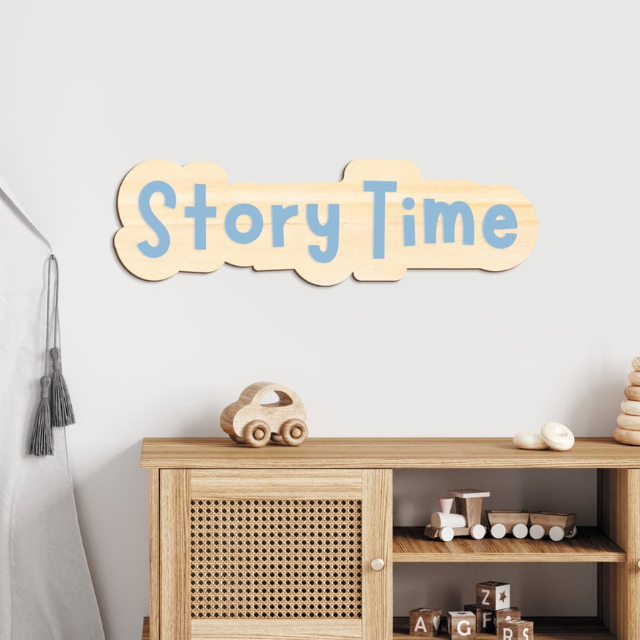 Story Time Plaque: Book Themed Decor for Kids, Reading Corner or Playroom Sign