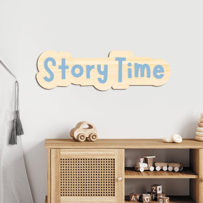 Story Time Plaque: Book Themed Decor for Kids, Reading Corner or Playroom Sign