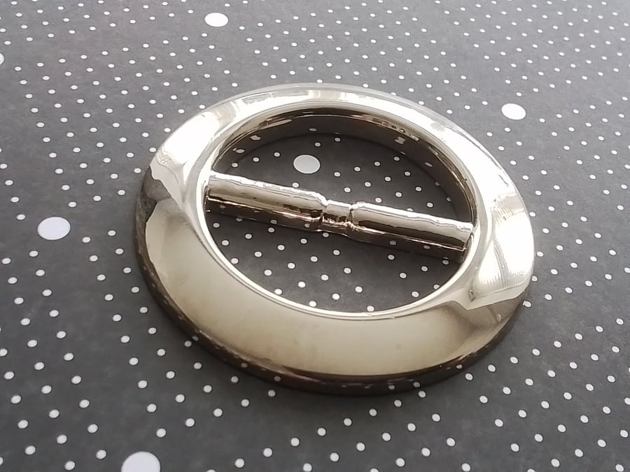 38mm 1 & 1 2" Silver Round Italian VINTAGE Slide Buckle (lightweight)