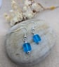 Handmade silver plated hypoallergenic seaglass style earrings retangular