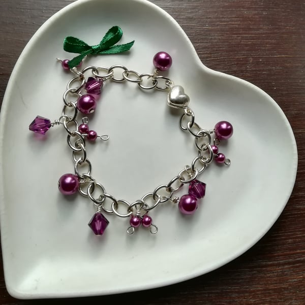 Swarovski Amethyst crystals and beads bracelet