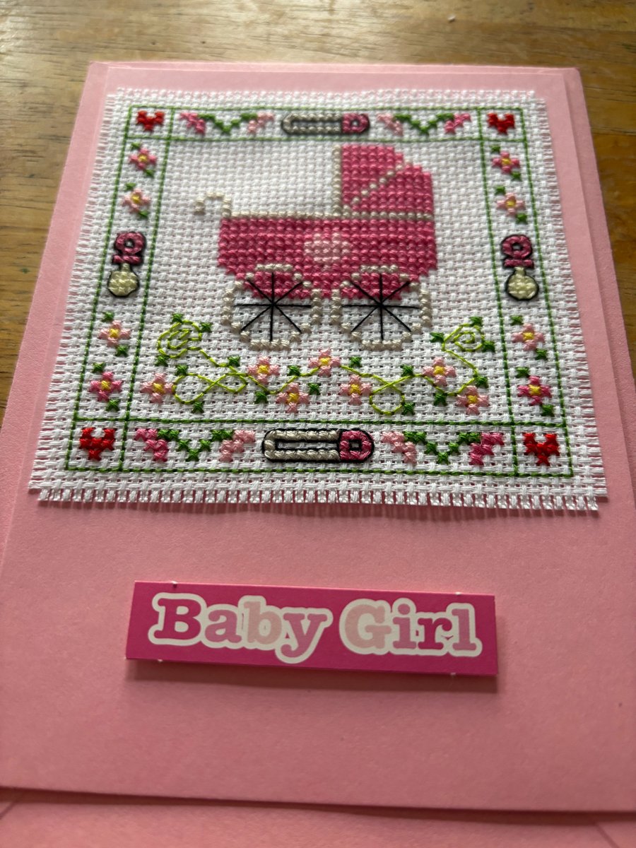Baby girl handmade card 