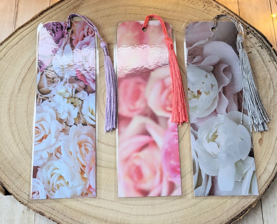 Set of pretty floral themed bookmarks