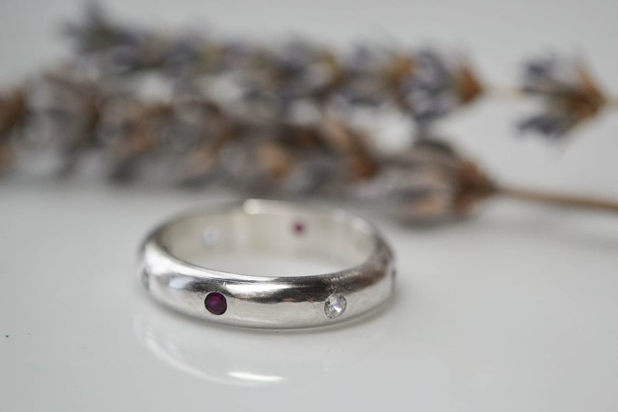 Flush set birthstone ring - Mothers ring