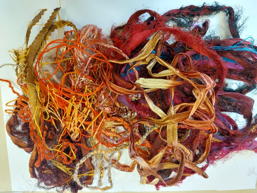 Pack of Textured Yarns and Threads Idea for Collage Embroidery