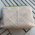 Fabric purse with sashiko embroidery detail 