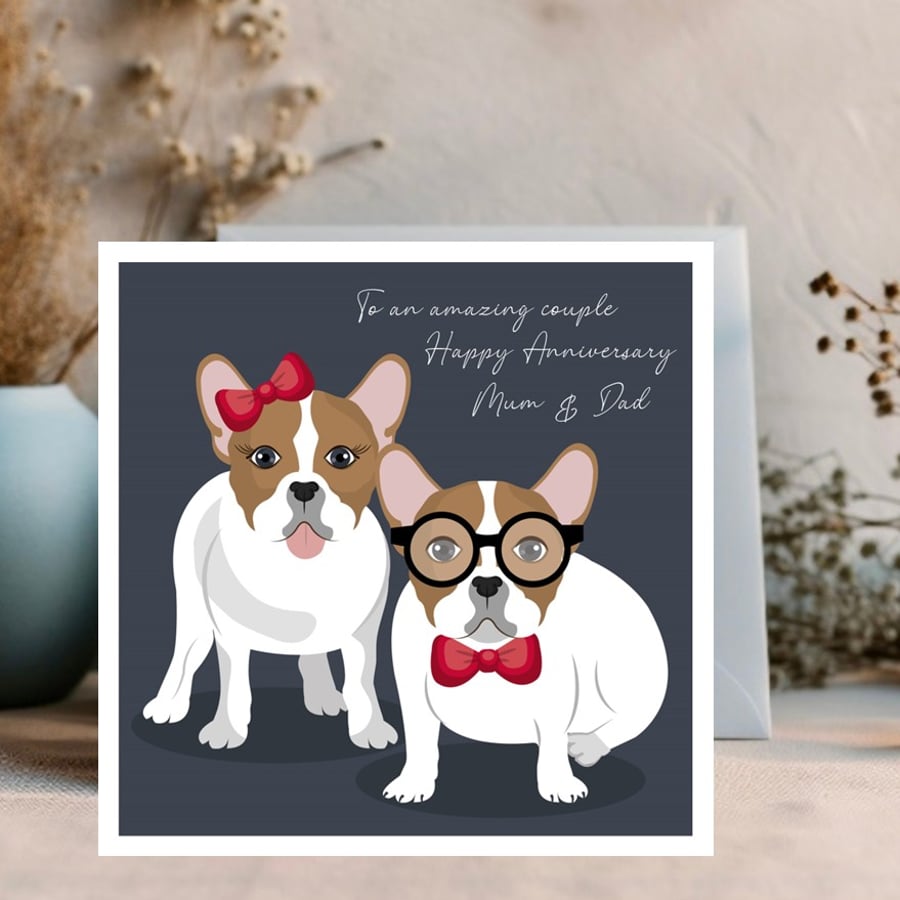 Personalised Watercolour Anniversary Card cute dogs image