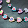 Love Heart Collection Rainbow Hearts Kitsch Polymer Clay Necklace 18 inch