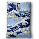 Great Wave Book Sleeve – Japanese Cotton Book Protector with Coconut Button