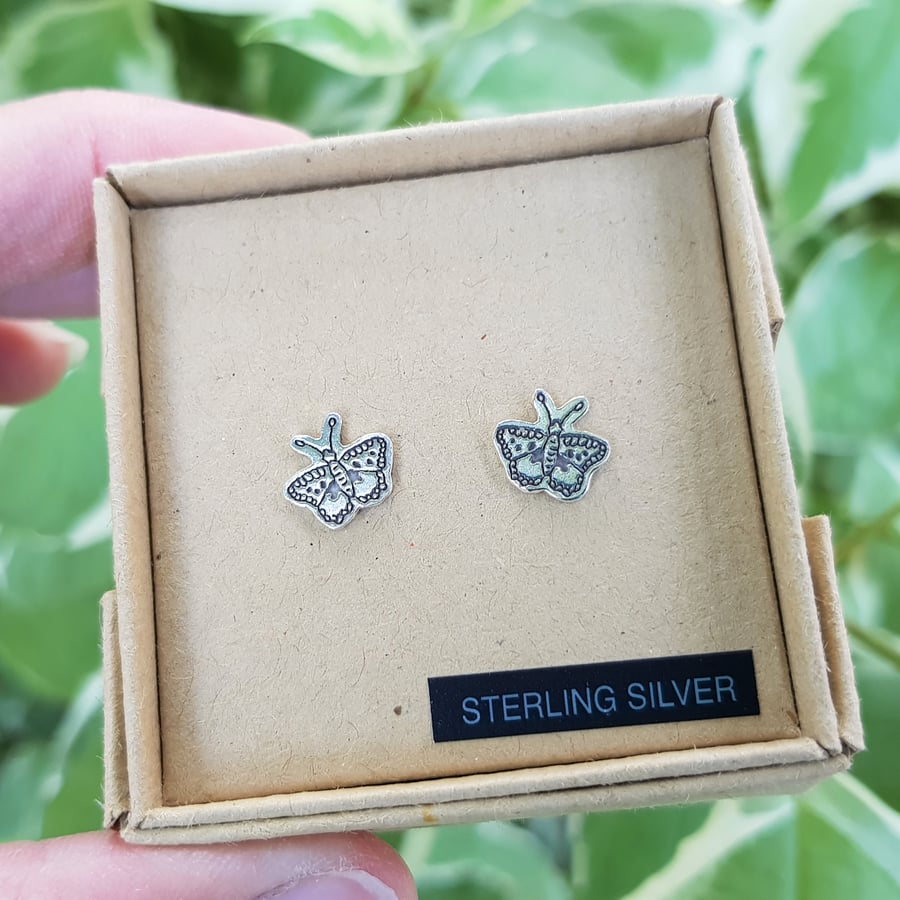 Sterling silver butterfly stud earrings