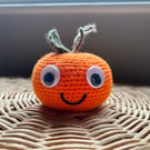 Crochet Christmas Clementine Satsuma googly eyes tree decoration orange green