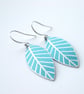 Blue leaf oval earrings - Image 5