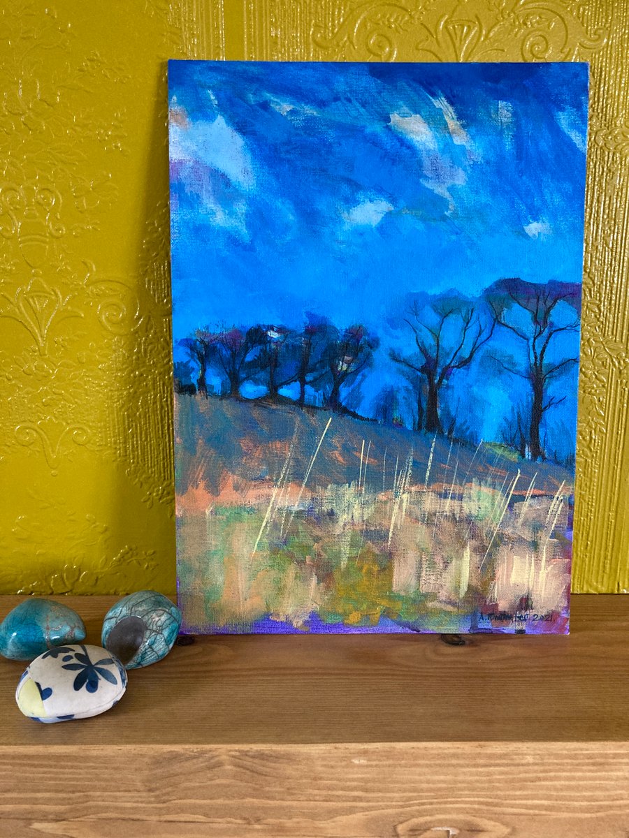 Winter trees, original acrylic landscape painting 