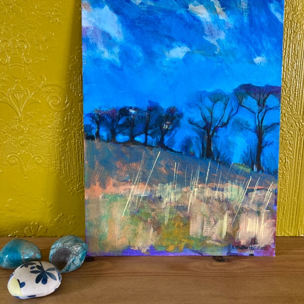 Winter trees, original acrylic landscape painting 