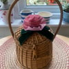 Sewing basket or handbag in revamped vintage wicker 
