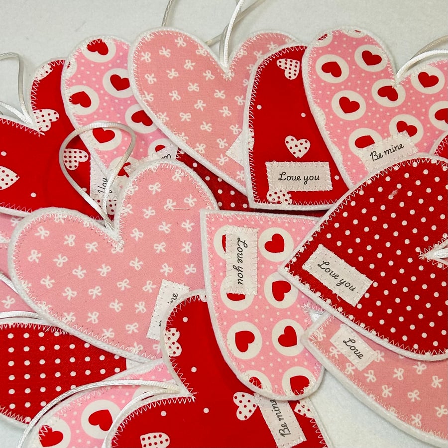 Valentines Day Fabric Heart shaped love message
