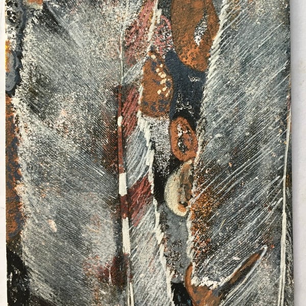 ACEO ‘Grey Feathers’ acrylic artwork 