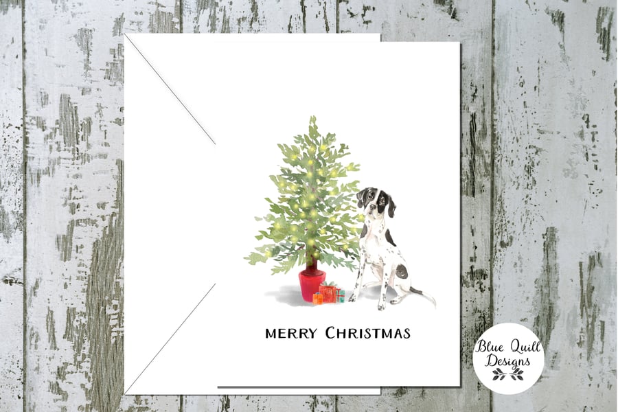 English Pointer Folded Christmas Cards - pack of 10 - personalised
