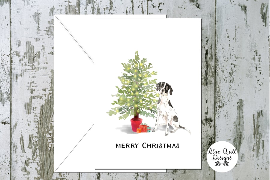 English Pointer Folded Christmas Cards - pack of 6 - personalised