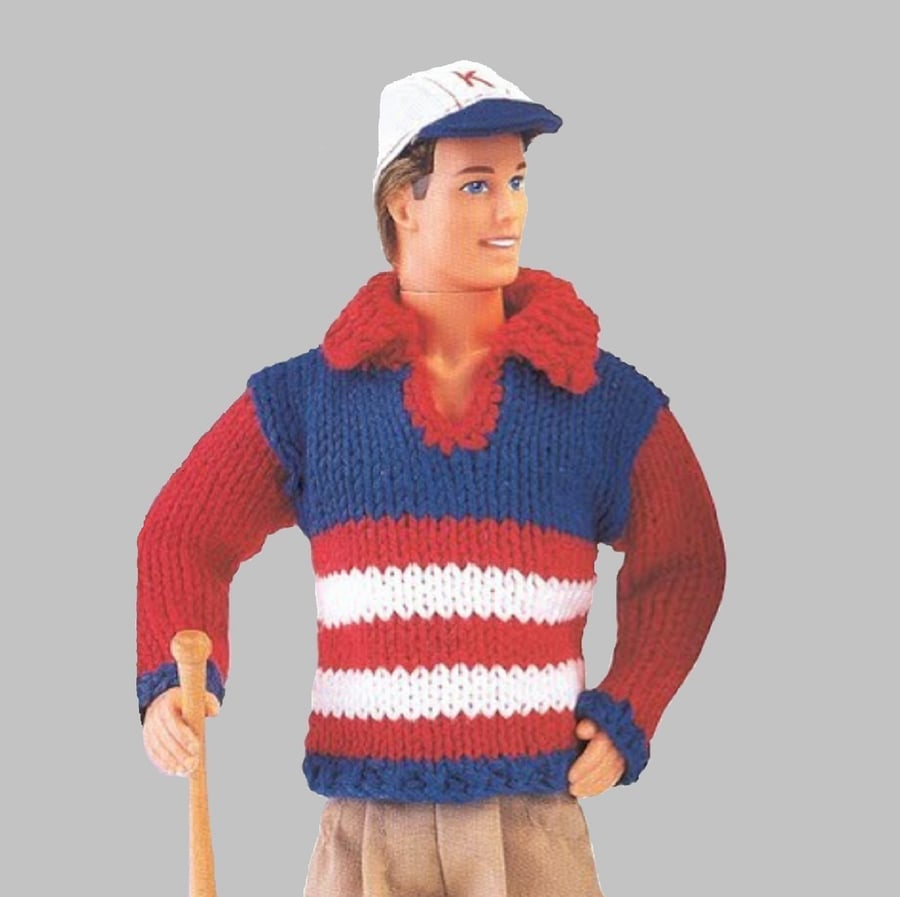 VINTAGE KNITTING PATTERN PDF Sporty Stripe Sweaters