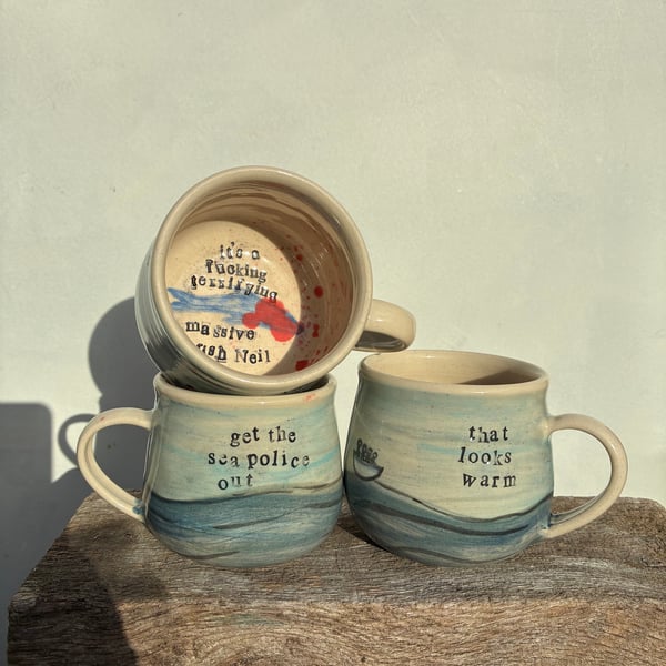 Handmade ceramic mug “sea police” SECONDS (2)