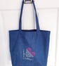 Handmade Reversible Denim Tote Bag - Embroidered Heart - Image 2