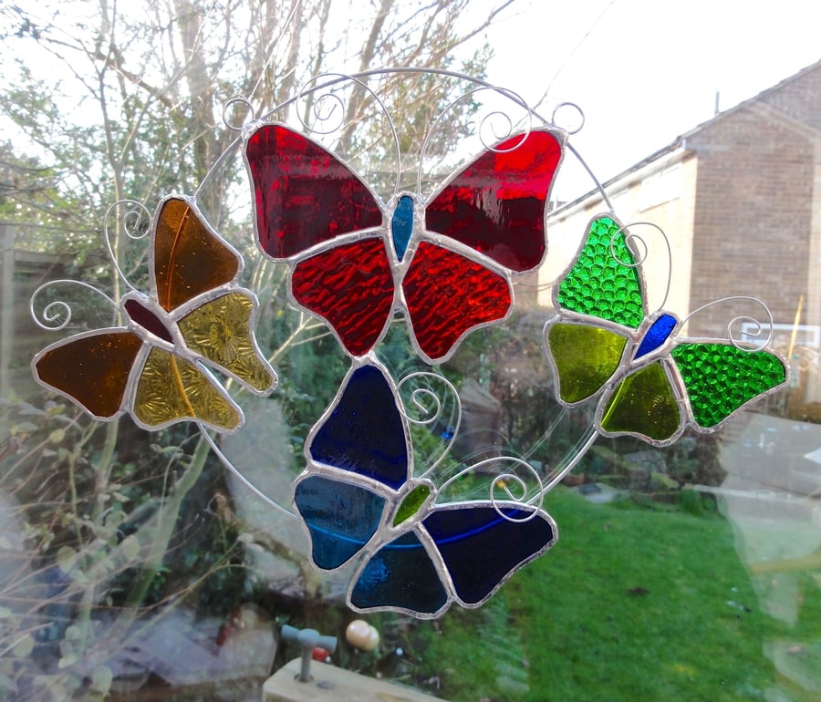 Stained Glass Butterfly Ring - Multi Coloured