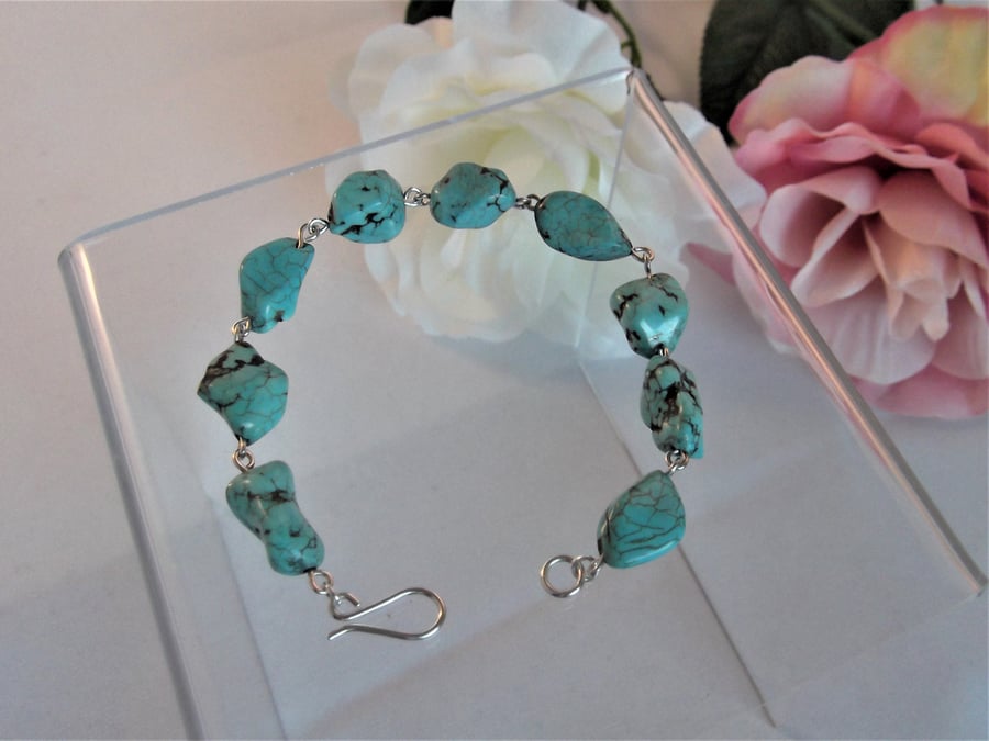 Turquoise nugget bracelet amulet throat chakra