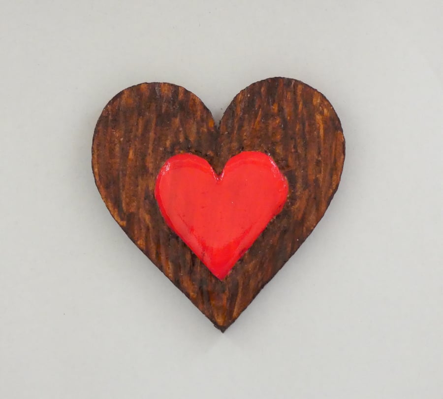 Unique Handcarved Heart on a Tree Trunk Effect Fridge Magnet