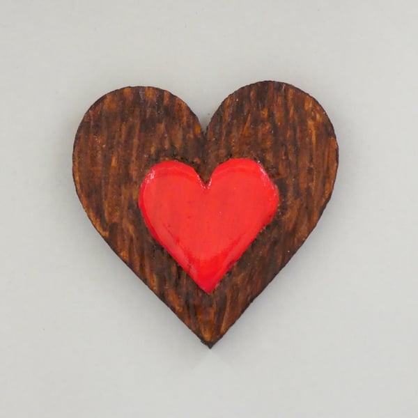 Unique Handcarved Heart on a Tree Trunk Effect Fridge Magnet
