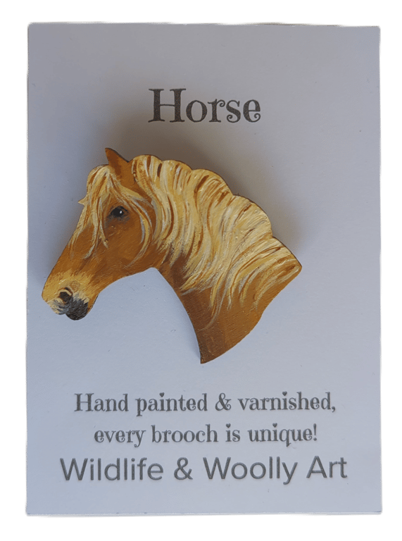 Palomino Horse Brooch - Hand Painted & Varnished