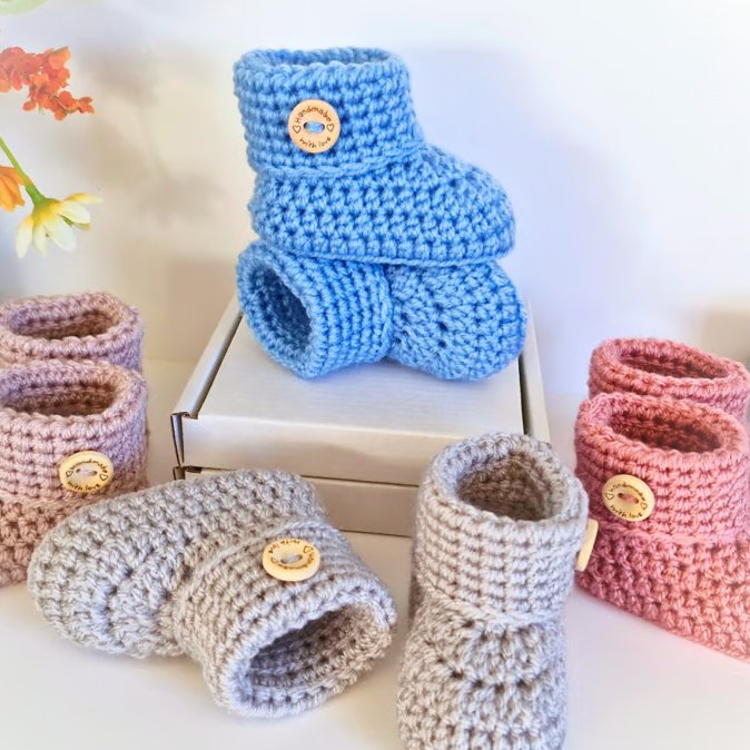 Crochet Baby Booties - Handmade Newborn Baby Gift 