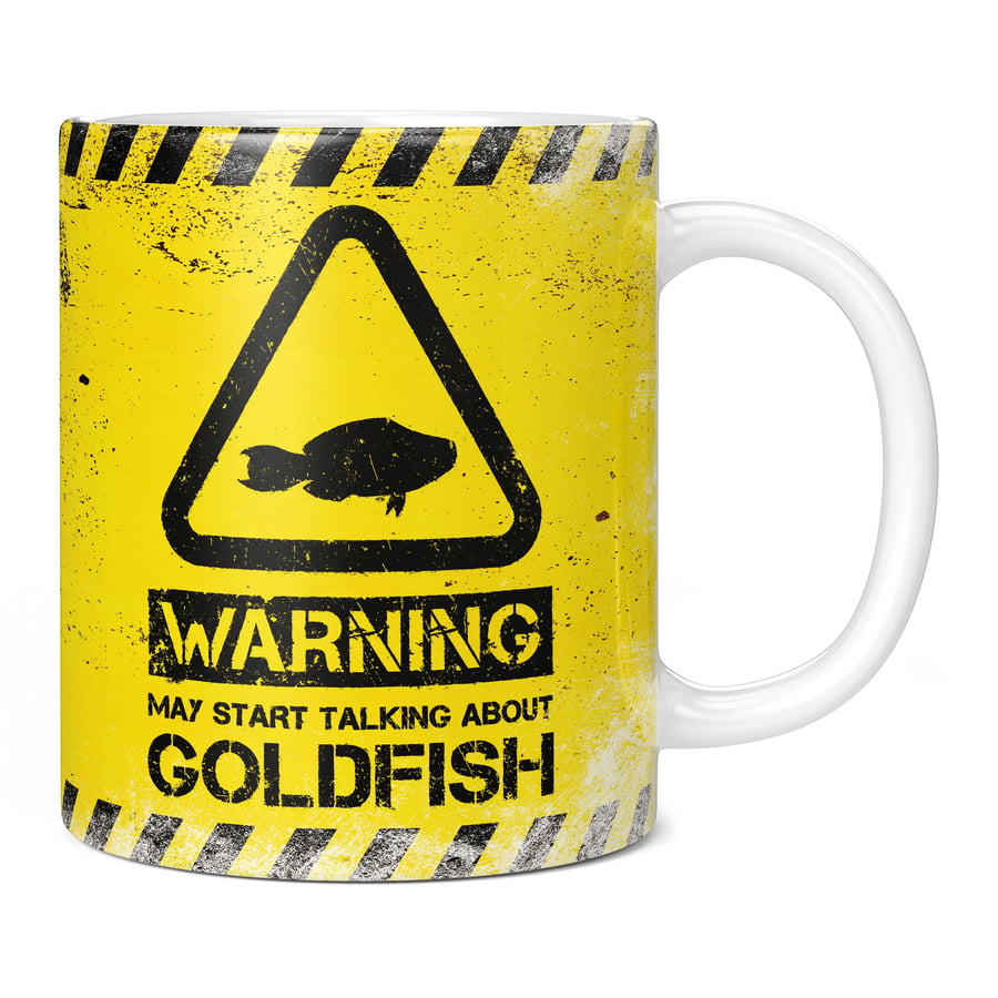 Warning May Start Talking About Goldfish 11oz Coffee Mug Cup - Perfect Birthday 