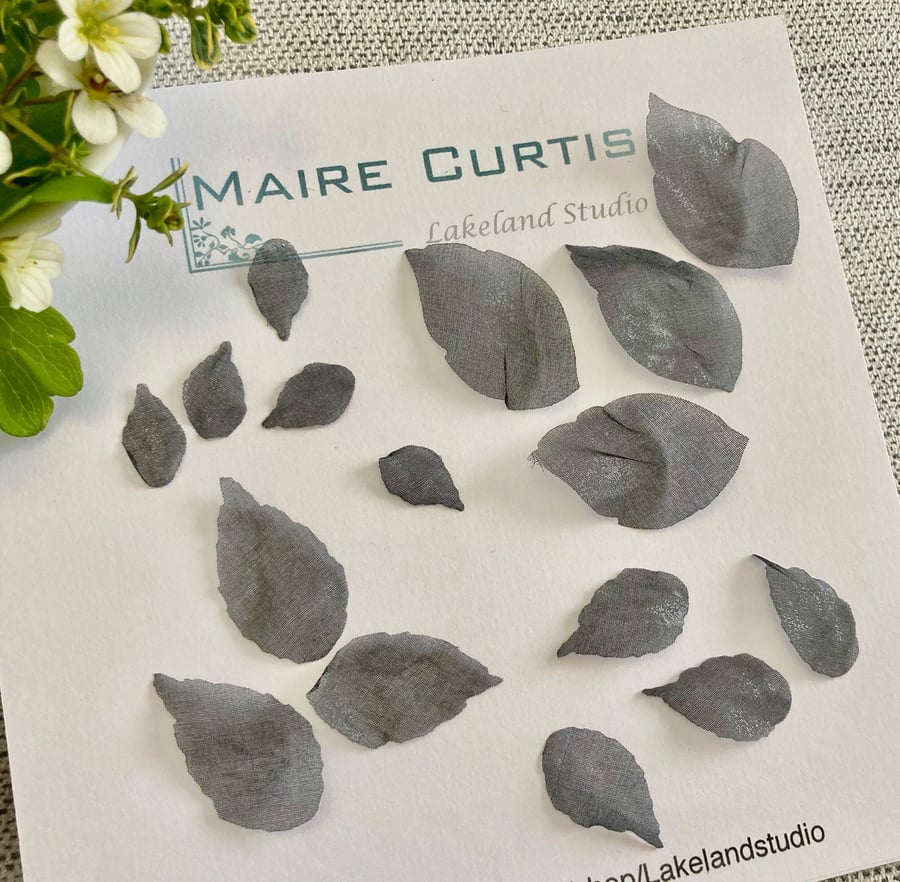 Hand Crafted Black Silk Organza Leaves,