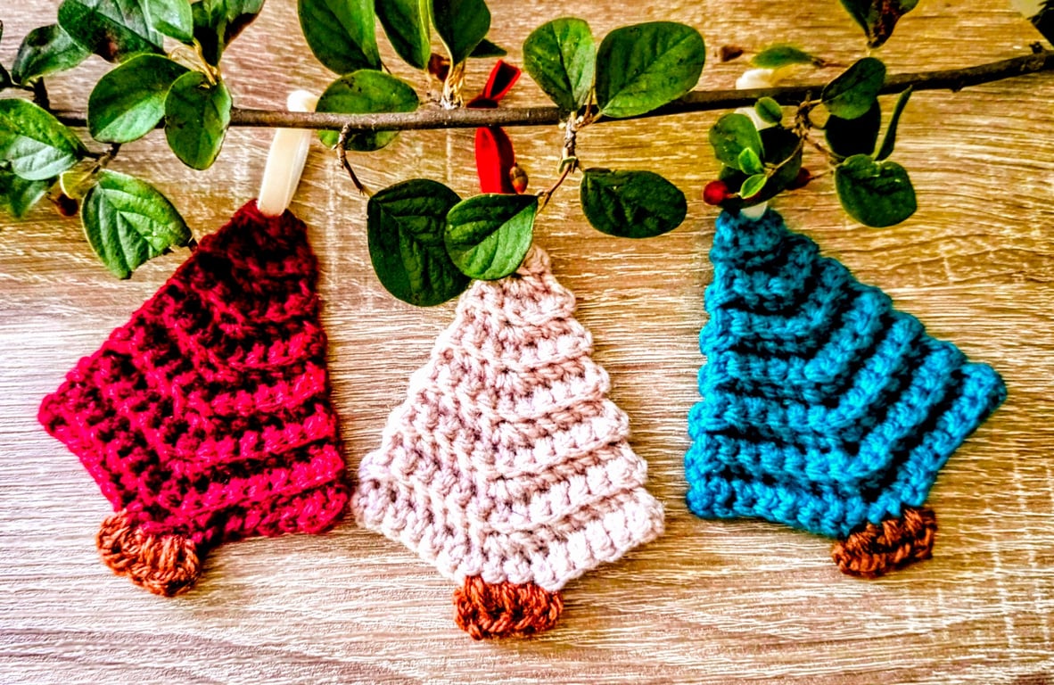 Set of 3 Crochet Christmas Tree Decorations