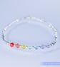 Bracelet rainbow chakra sterling silver and Swarovski handmade stretchy - Image 4