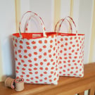 Fabric Trick or Treat bag: pumpkins on cream.