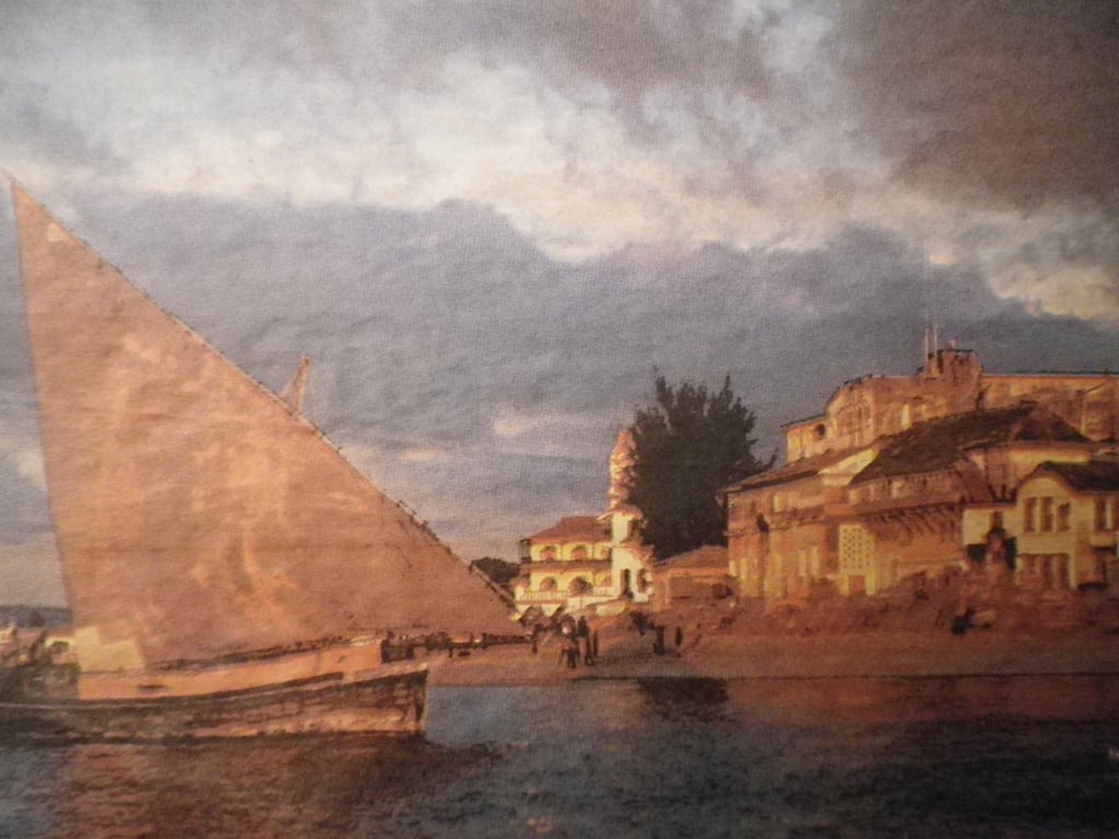  Boat On The Nile , A4  unframed , mounted, free hook & easel,free shipping 1834