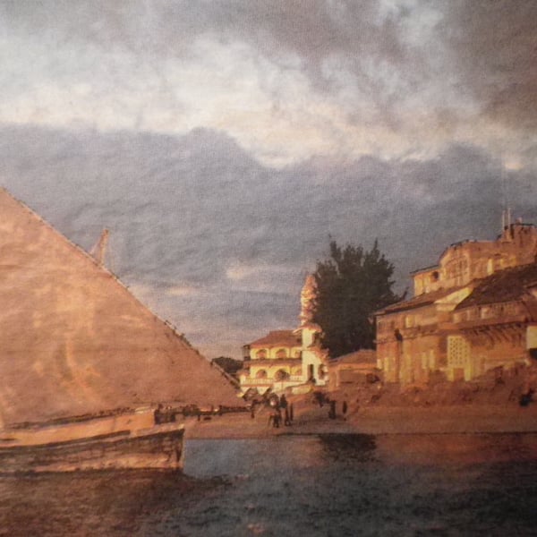  Boat On The Nile , A4  unframed , mounted, free hook & easel,free shipping 1834