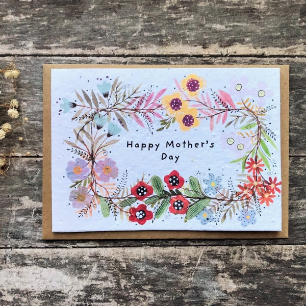 Plantable Seed Paper Mother's Day Card, Blank Inside, Mother's day card