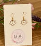 White Floral Dangle Earrings, Enamel Flower Charms, Handmade Jewellery