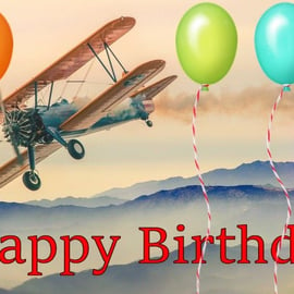 Old Aeroplane Happy Birthday Card A5